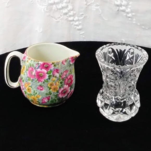 Lord Nelson Ware Other - Vintage English Bone China Creamer & Glass Mini-Vase Set